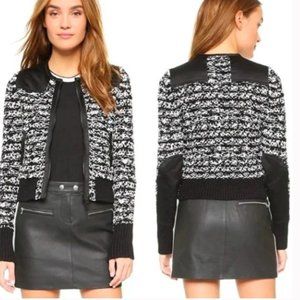 rag & bone Viola Black And White Chunky Knit Sweater Jacket
